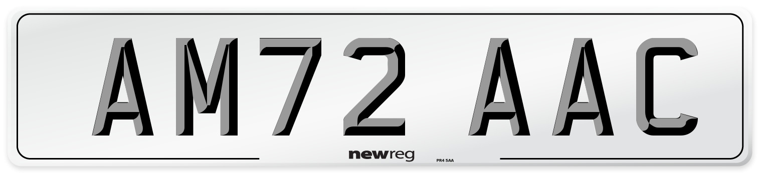 AM72 AAC Number Plate from New Reg